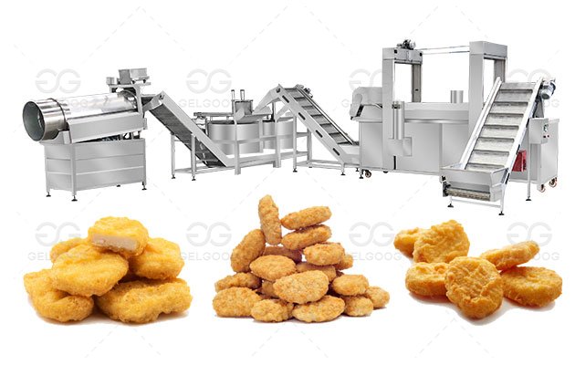 Automatic Chicken Nuggets Frying Production Line High Output