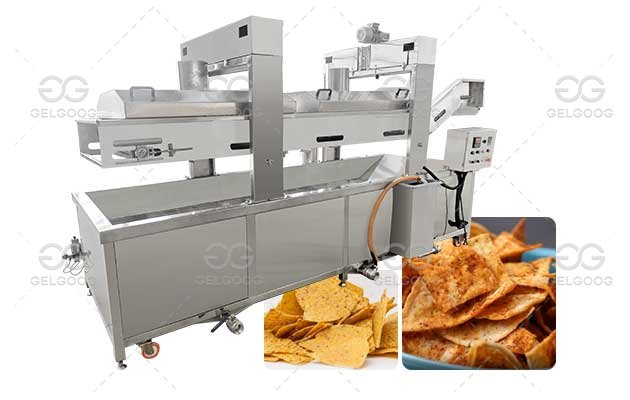 Continuous Corn Chips Frying Machine Adjustable Temperature